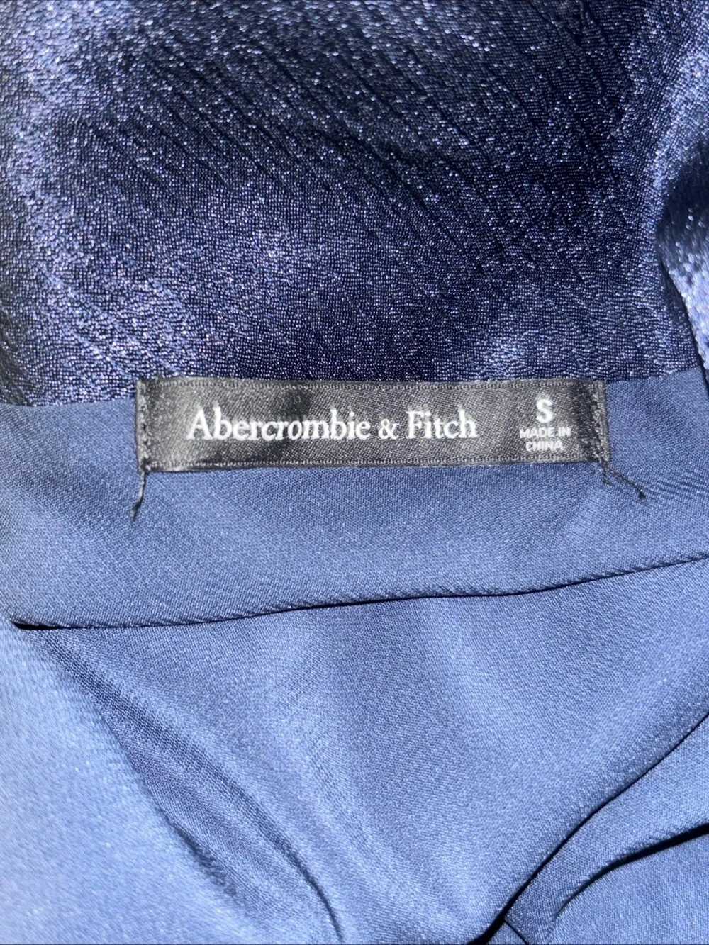 Abercrombie & Fitch Long-sleeve Cowl Back Slip Maxi Dress Women’s Size S Navy